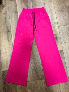 FIGS Shocking Pink Isabelle Wide Leg Scrub Pants